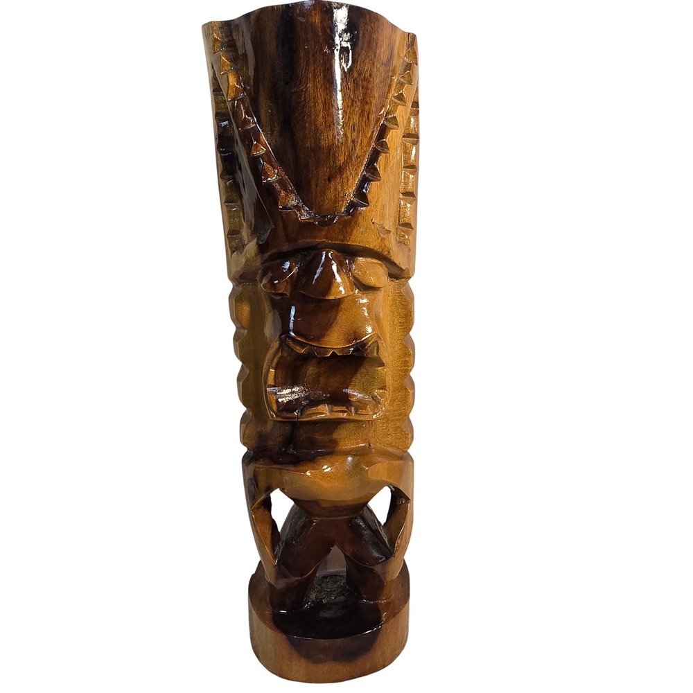 Fiji Hand Carved Wooden Tiki Totem Statue Tropical Polynesian Home Bar Decor